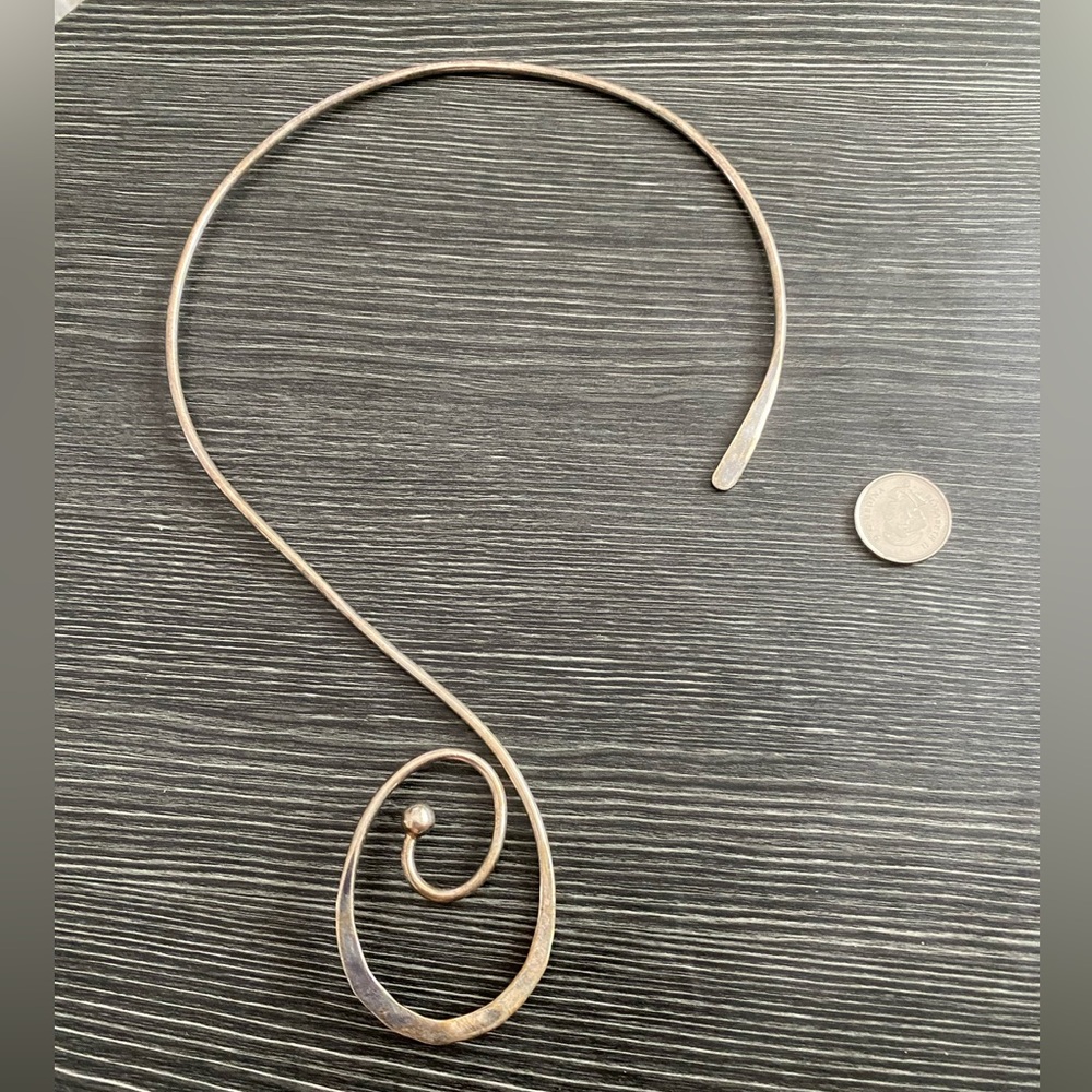 Modern Silver Spiral Statement Necklace